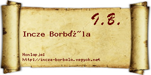 Incze Borbála névjegykártya